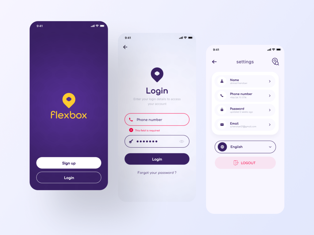 Flexbox App UI/UX Design Hendawi's Portfolio